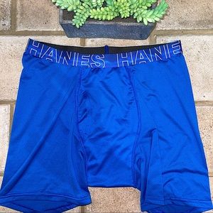 Men’s Hanes Athletic Boxer Briefs, Bright Blue - M